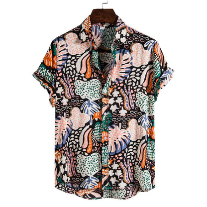 Herren Kurzarmhemd Baumwolle Vintage Druck Modern - BerlinGlamour