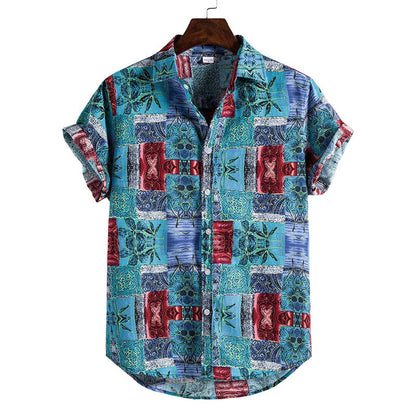 Herren Hemd Kurzarm Retro Baumwolle Vintage Style - BerlinGlamour