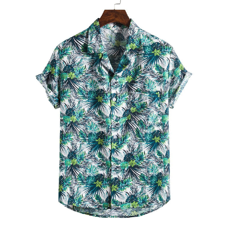Herren Kurzarmhemd Vintage Druck Baumwolle Trendy - BerlinGlamour