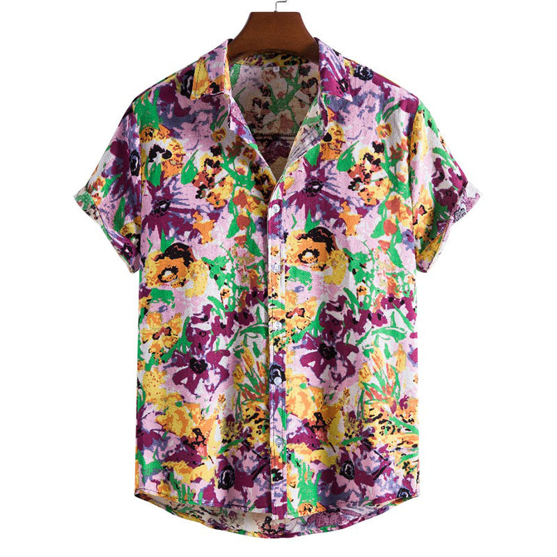 Herren Kurzarm Hemd Blumenmuster Sommer - BerlinGlamour