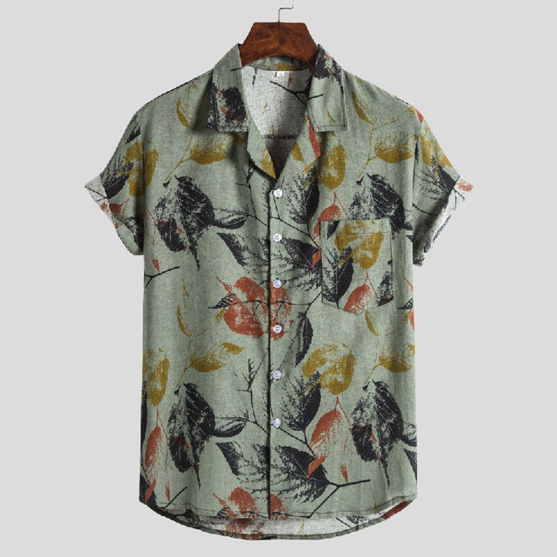 Herren Kurzarmhemd mit Vintage Print aus Baumwolle - BerlinGlamour