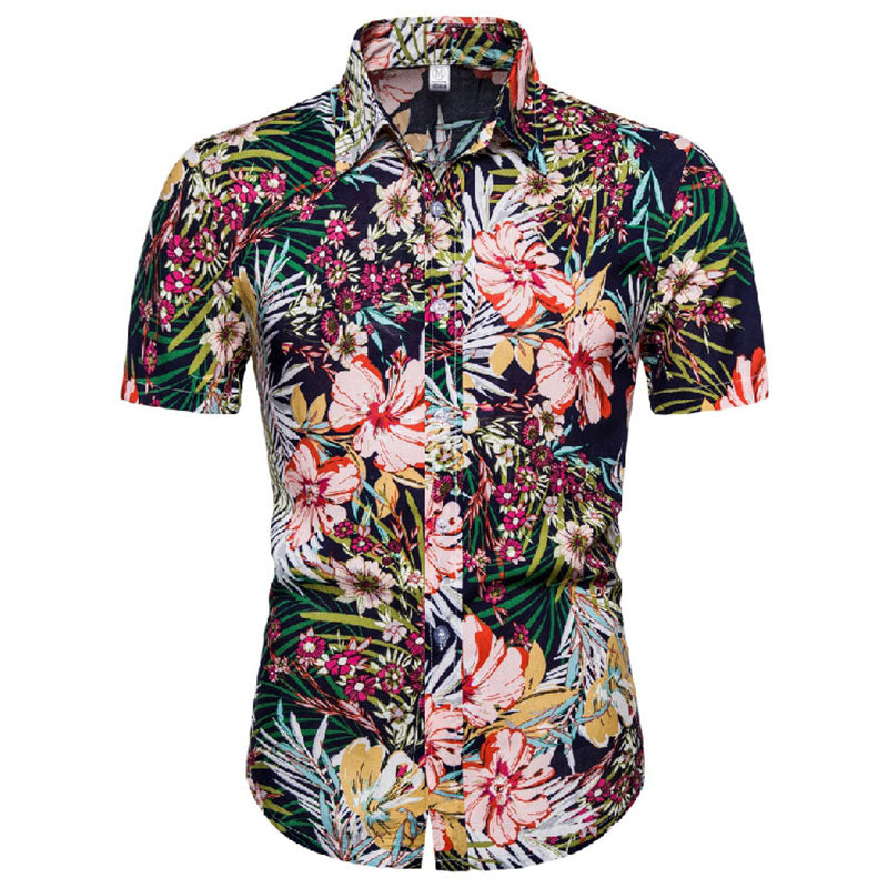 Herren Hemd Kurzarm Maritim Style Blau