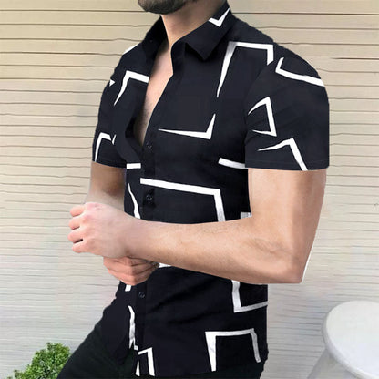 Männer Kurzarm Hemd Abstrakt Trendy Modern