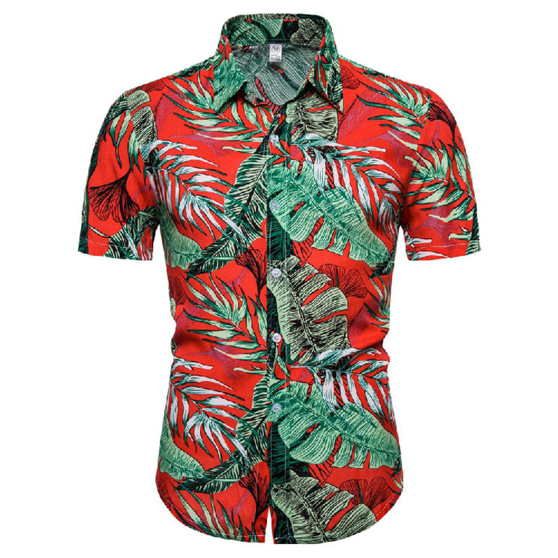 Herren Kurzarm Hemd Blumen Muster Summer Look - BerlinGlamour