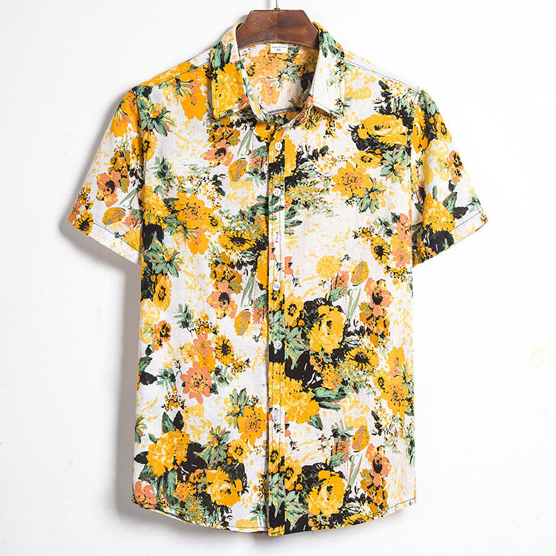 Herren Hawaiihemd Sommerlich mit Blumendruck für Strand - BerlinGlamour