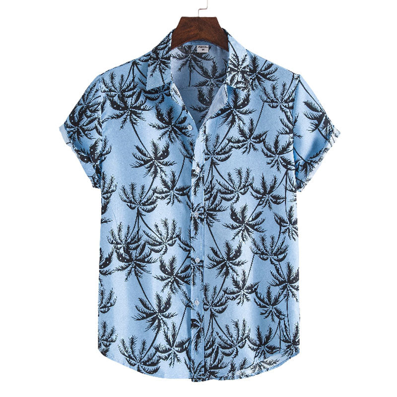 Herren-Hemd Urlaubs-Hemd Baumwolle Palmen-Print Sommer - BerlinGlamour