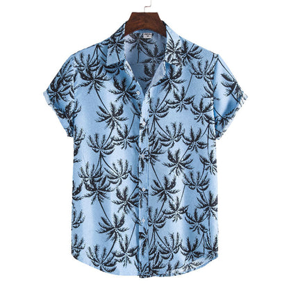 Herren-Hemd Urlaubs-Hemd Baumwolle Palmen-Print Sommer - BerlinGlamour