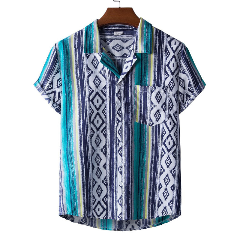 Herren Hemd Kurzarm Gestreift Baumwolle Vintage Style - BerlinGlamour