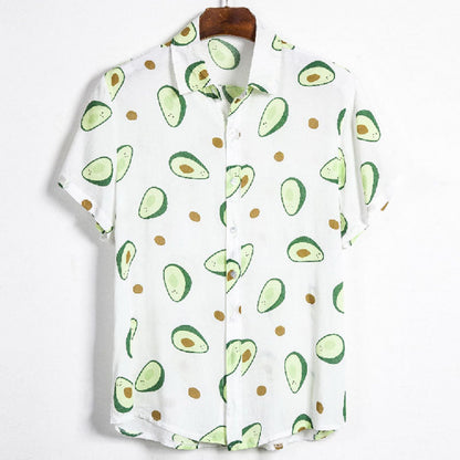 Männer-Hemd Baumwolle Avocado-Print Sommer - BerlinGlamour