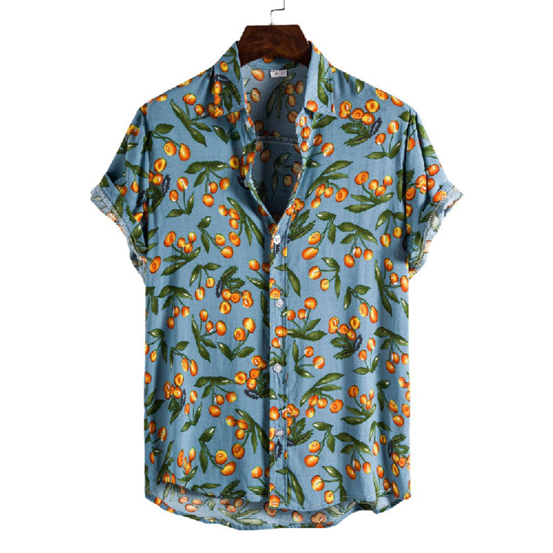 Blau Sommer Hemd Kurzarm Herren Tropical - BerlinGlamour