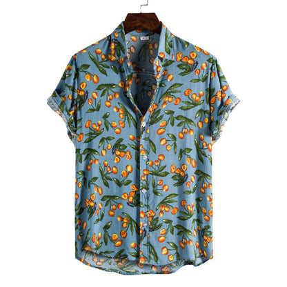 Blau Sommer Hemd Kurzarm Herren Tropical - BerlinGlamour