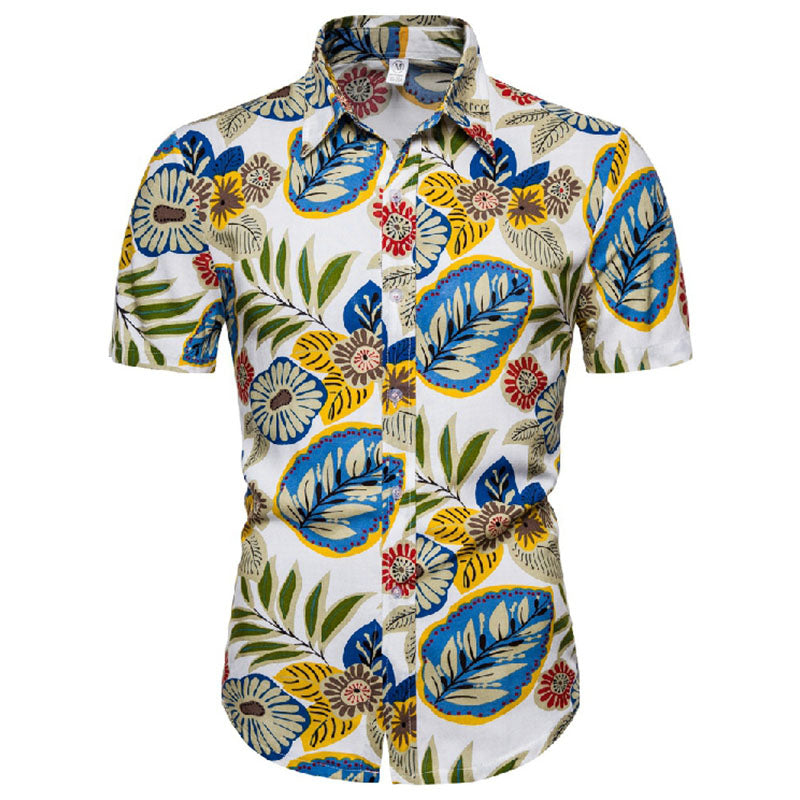 Männliche Kurzarmhemden Vintage Druck Baumwolle Modern - BerlinGlamour