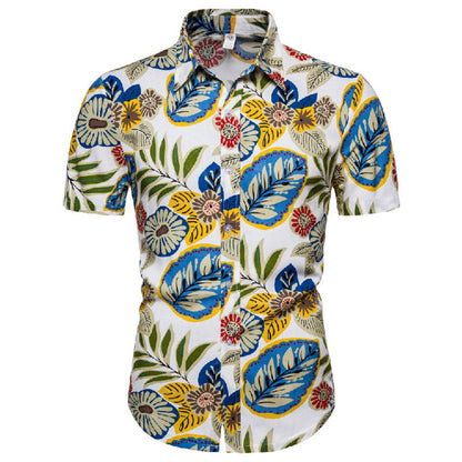 Männliche Kurzarmhemden Vintage Druck Baumwolle Modern - BerlinGlamour