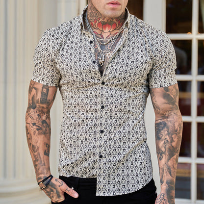 Herrenhemd Slim Fit Sommer Print Modern