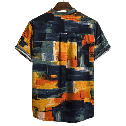 Herren Urlaubshemd Retro Druck Sommer