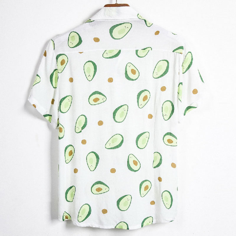Männer-Hemd Baumwolle Avocado-Print Sommer