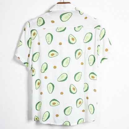 Männer-Hemd Baumwolle Avocado-Print Sommer