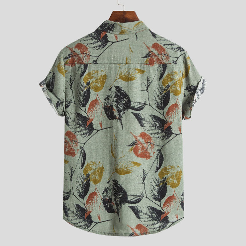 Herren Kurzarmhemd mit Vintage Print aus Baumwolle
