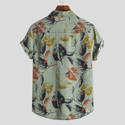 Herren Kurzarmhemd mit Vintage Print aus Baumwolle