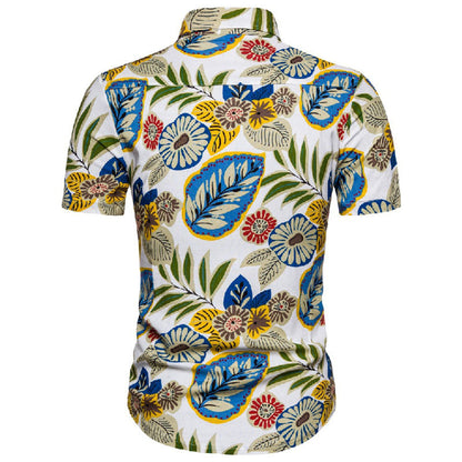 Männliche Kurzarmhemden Vintage Druck Baumwolle Modern