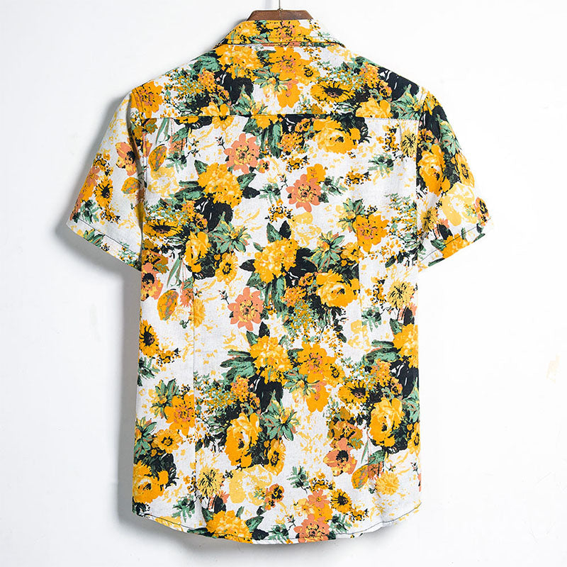 Herren Hawaiihemd Sommerlich mit Blumendruck für Strand