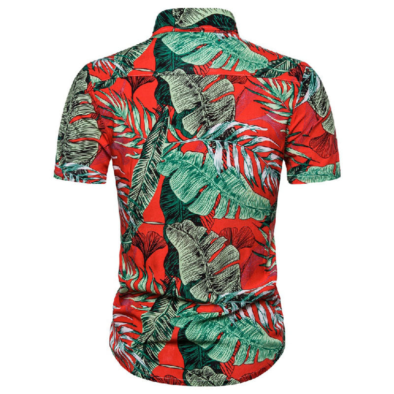 Herren Kurzarm Hemd Blumen Muster Summer Look