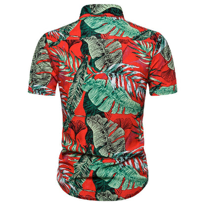 Herren Kurzarm Hemd Blumen Muster Summer Look