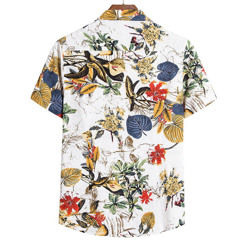 Männer Kurzarm Hemd mit Retro Druck Modern