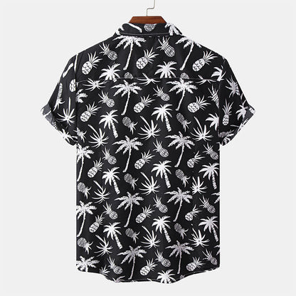 Herren Kurzarm Hemd Schwarz mit Logo Druck