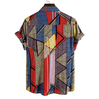 Herren Hemd Kurzarm Vintage Bedruckt Klassisch