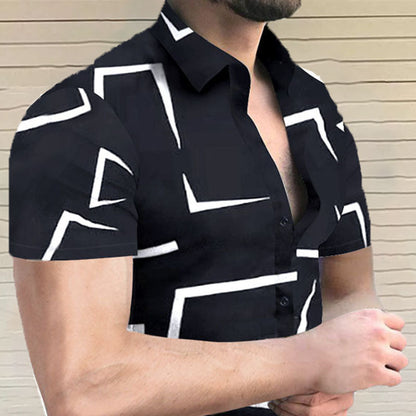 Männer Kurzarm Hemd Abstrakt Trendy Modern - BerlinGlamour