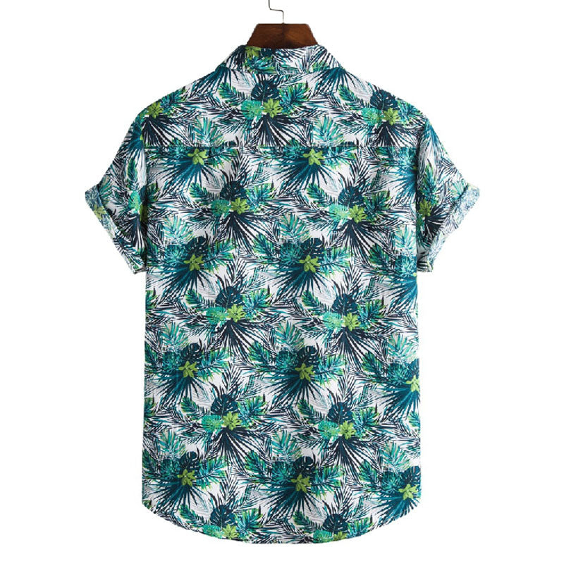 Herren Kurzarmhemd Vintage Druck Baumwolle Trendy