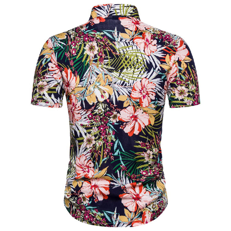 Herren Hemd Kurzarm Maritim Style Blau - BerlinGlamour