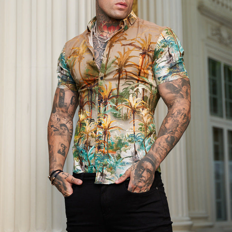 Herren Hemd Kurzarm Bedruckt Cool Reverse Style - BerlinGlamour