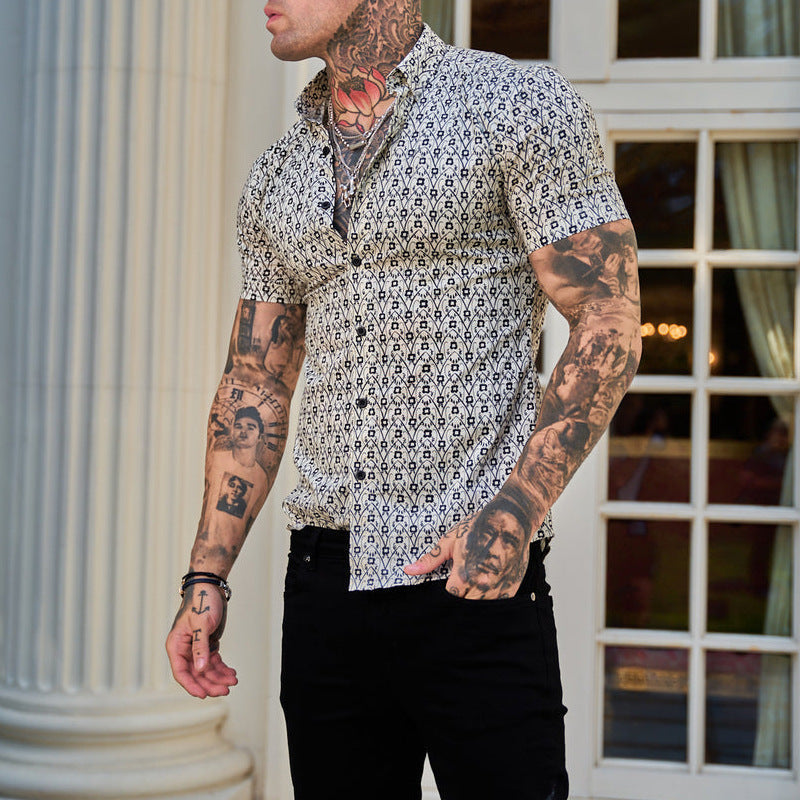 Herrenhemd Slim Fit Sommer Print Modern - BerlinGlamour