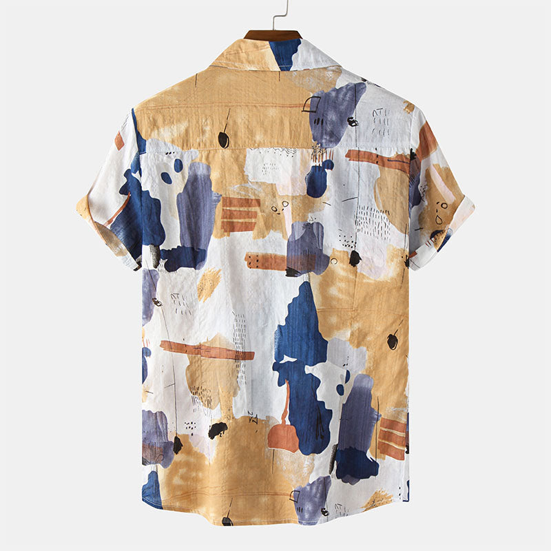 Herren Kurzarm Hemd Boho Style Bedruckt Cool