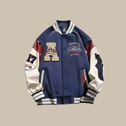 Übergroße Baseballjacke Herren Trendy Weinlese Style