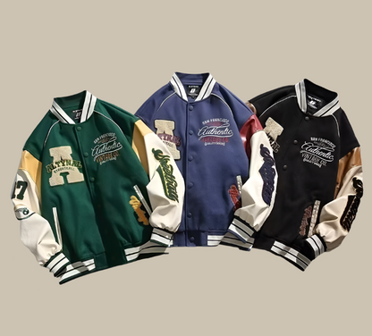 Übergroße Baseballjacke Herren Trendy Weinlese Style - BerlinGlamour