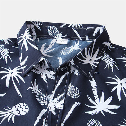 Herren Kurzarm Hemd Navy Blau mit Logo Druck