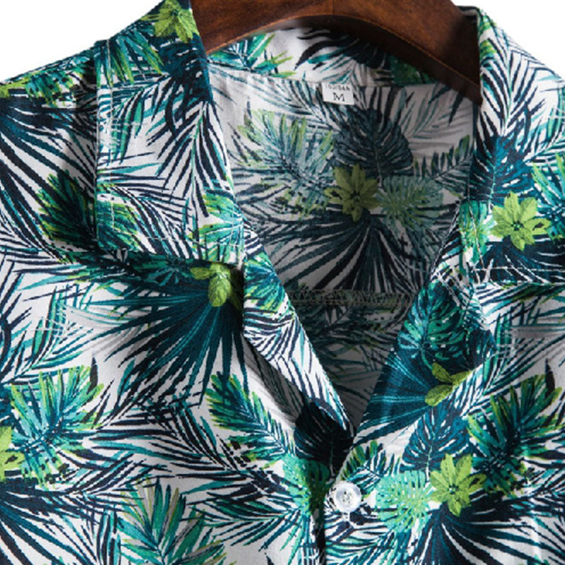 Herren Kurzarmhemd Vintage Druck Baumwolle Trendy