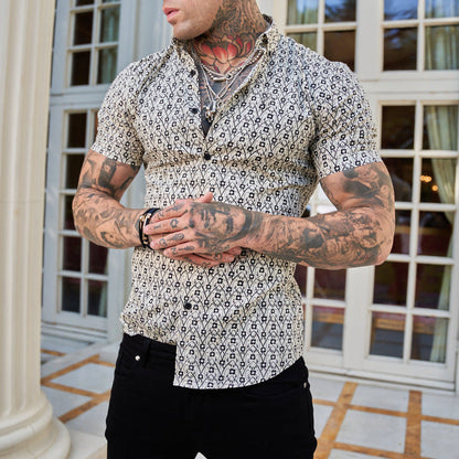 Herrenhemd Slim Fit Sommer Print Modern