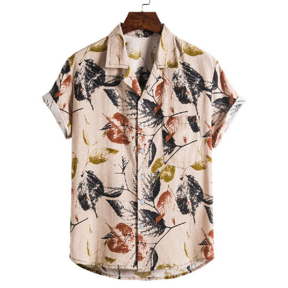 Herren Kurzarmhemd mit Vintage Print aus Baumwolle
