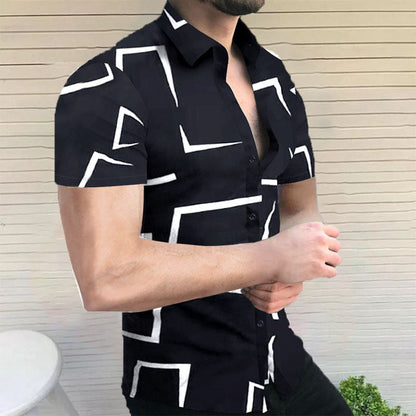 Männer Kurzarm Hemd Abstrakt Trendy Modern