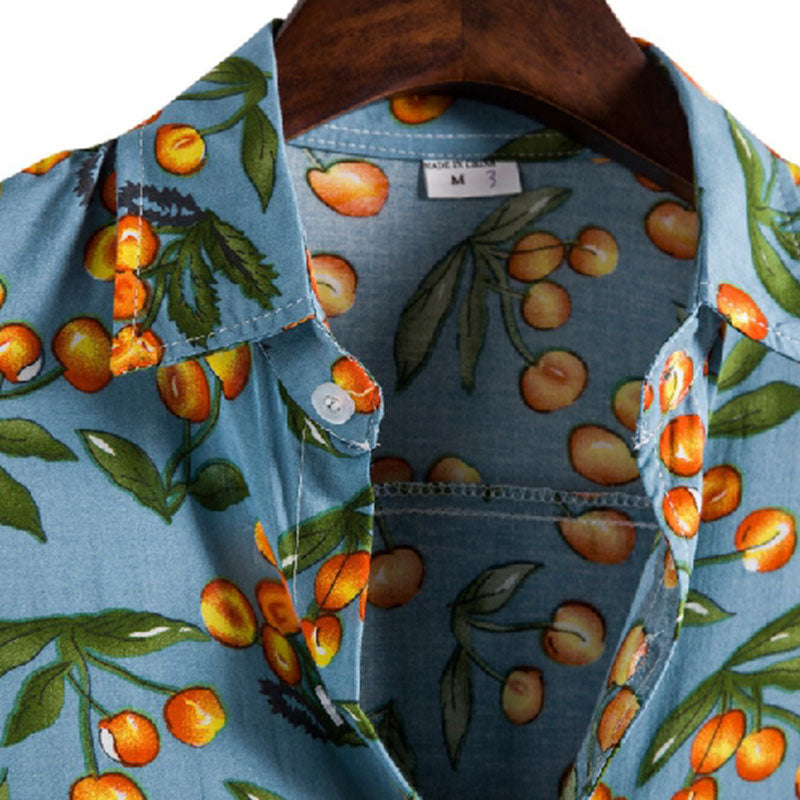 Blau Sommer Hemd Kurzarm Herren Tropical