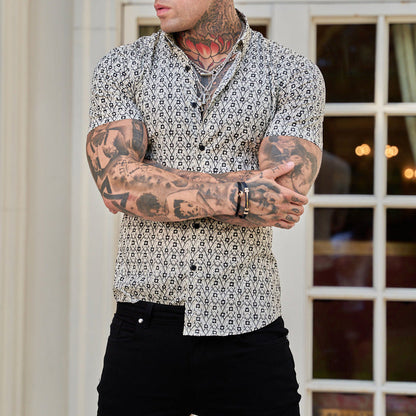 Herrenhemd Slim Fit Sommer Print Modern
