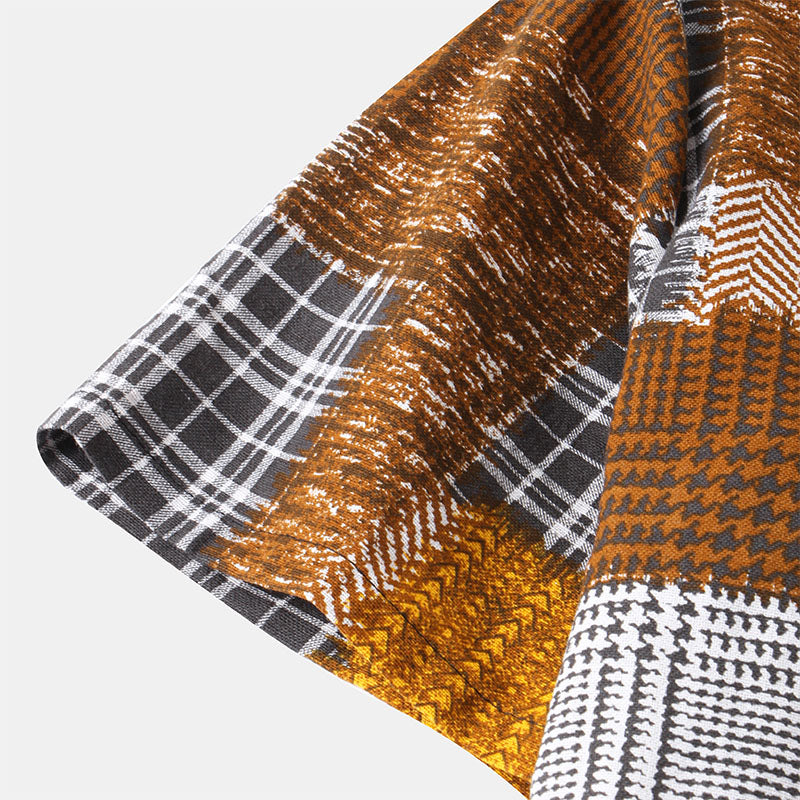 Retro Herren Hemd Kurzarm Abstrakt Bedruckt Modern