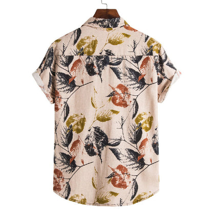 Herren Kurzarmhemd mit Vintage Print aus Baumwolle