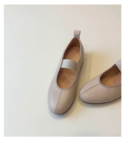 Ballerinas Damen Schuhe Elastisch Leder Bequem