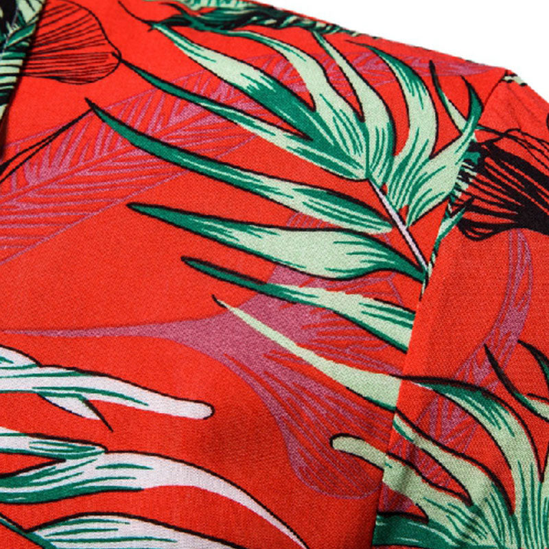 Herren Kurzarm Hemd Blumen Muster Summer Look