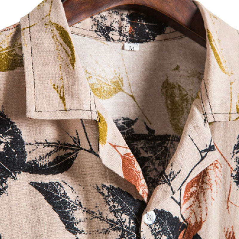 Herren Kurzarmhemd mit Vintage Print aus Baumwolle